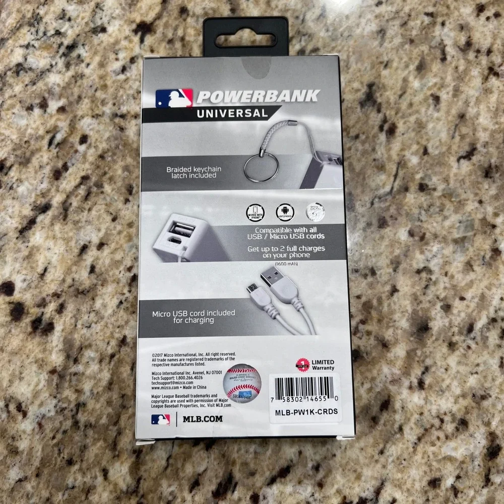 MLB St Louis Cardinals Universal Powerbank 2600mAh Mizco MLB-PW1K-CRDS Red